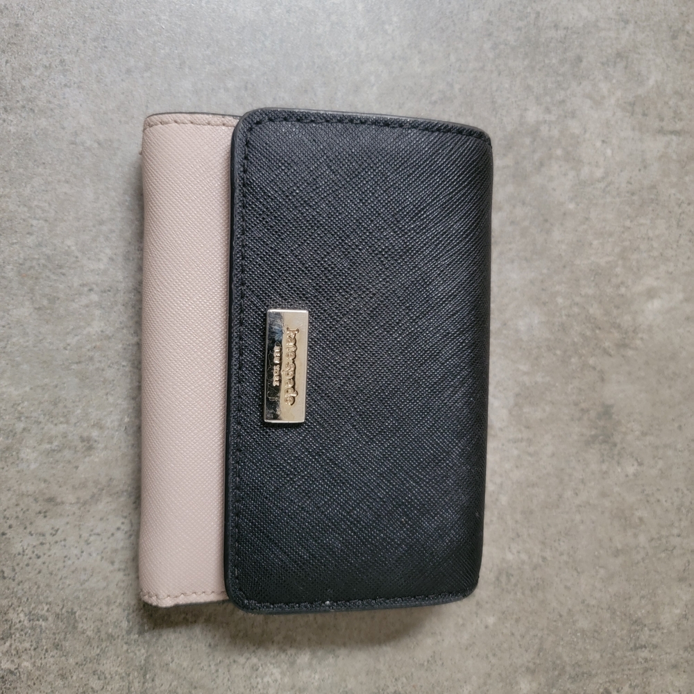 Kate Spade Black and Beige Wallet with Gold Accent